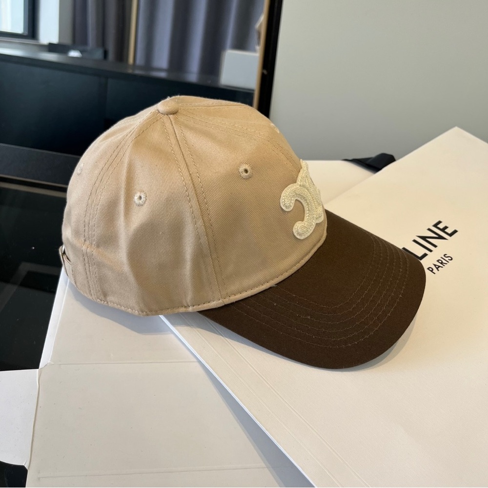 Celine Beige and Brown Triomphe Patch Baseball Cap - image 2